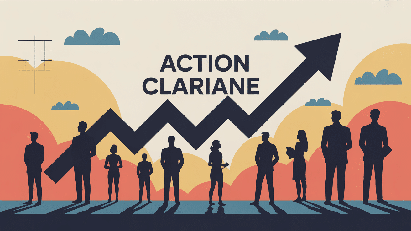Action Clariane graphique financiers hausse silhouettes