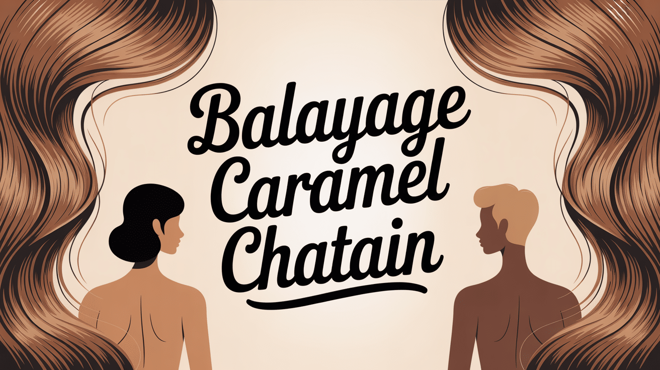 Cheveux châtain reflets caramel stylisés, ambiance chaleureuse