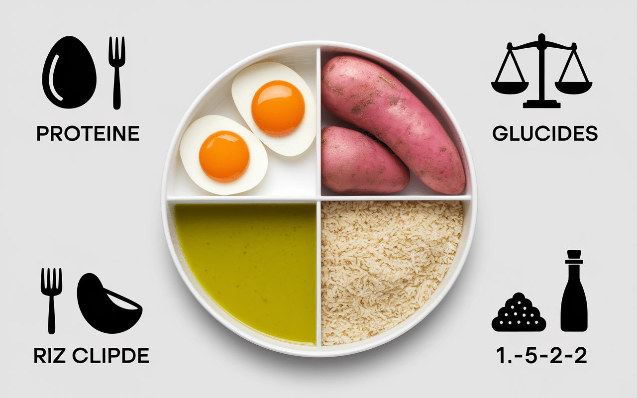 Assiette recomposition corporelle proteines glucides lipides