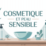 illustration cosmetique peau sensible flacons plantes
