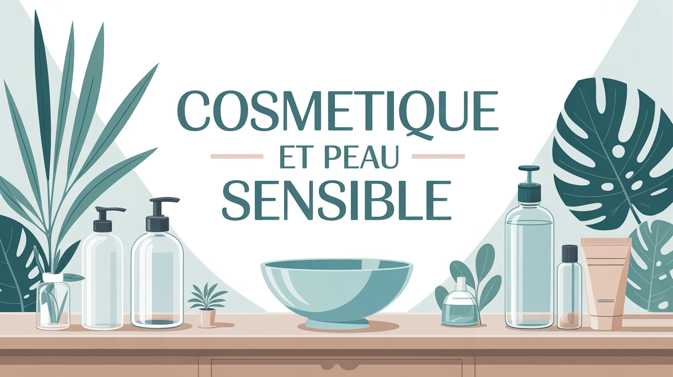 illustration cosmetique peau sensible flacons plantes