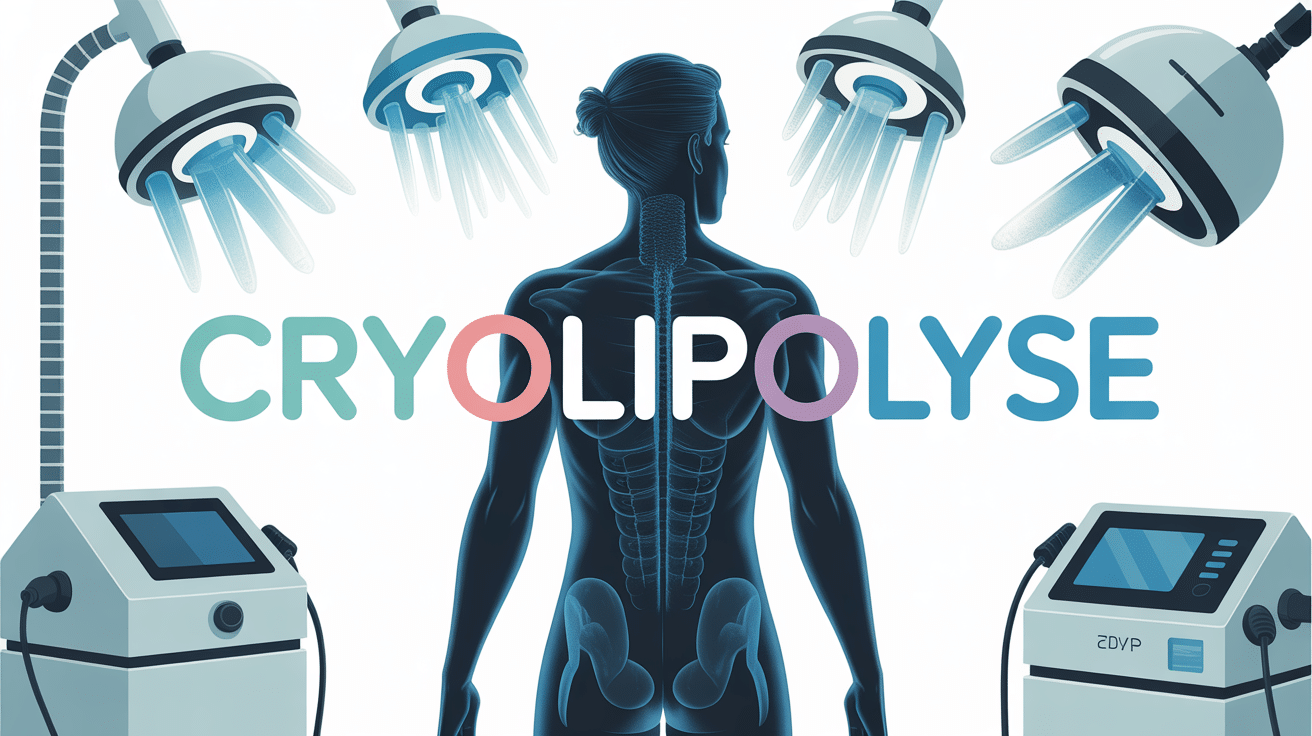 Image silhouette corps et appareils cryolipolyse clinique