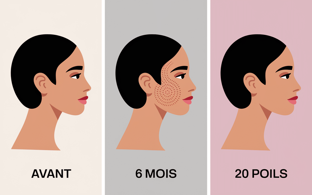 Resultat electrolyse visage avant apres diminution pilosite