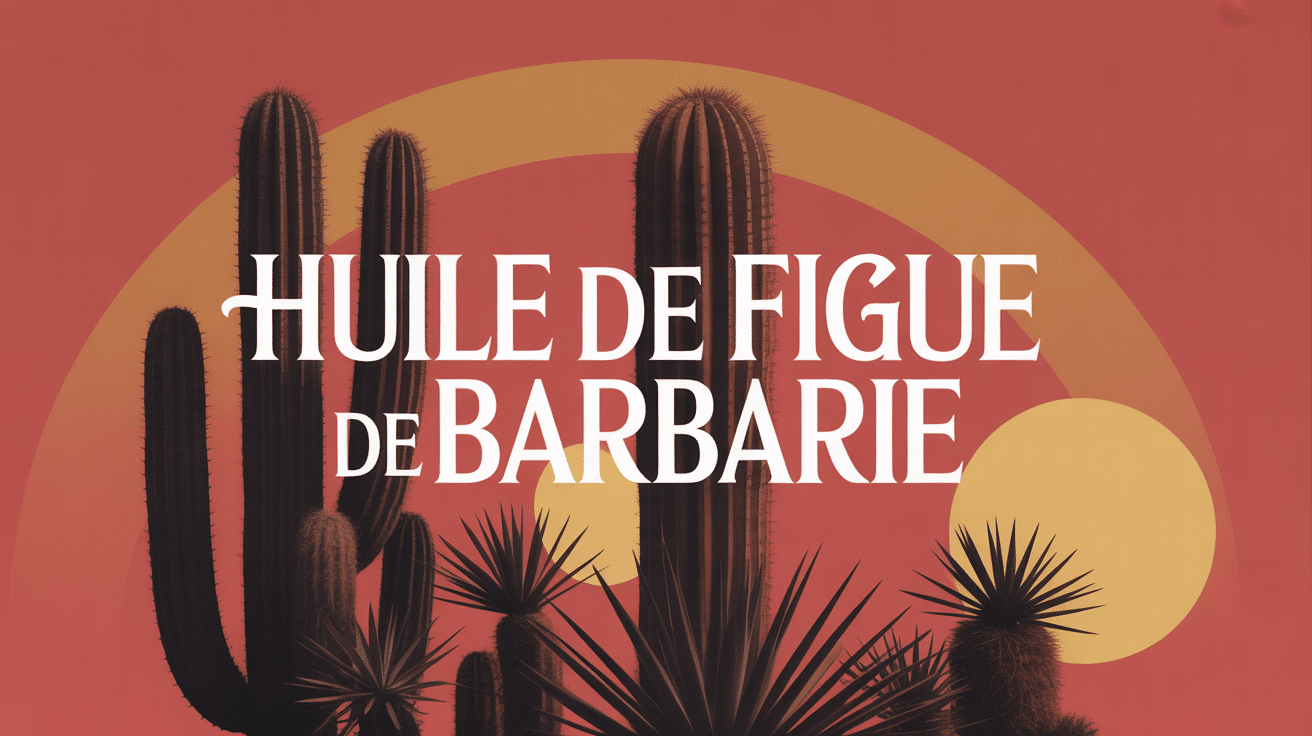 Huile de figue de barbarie en fiole dorée avec cactus et peau lumineuse
