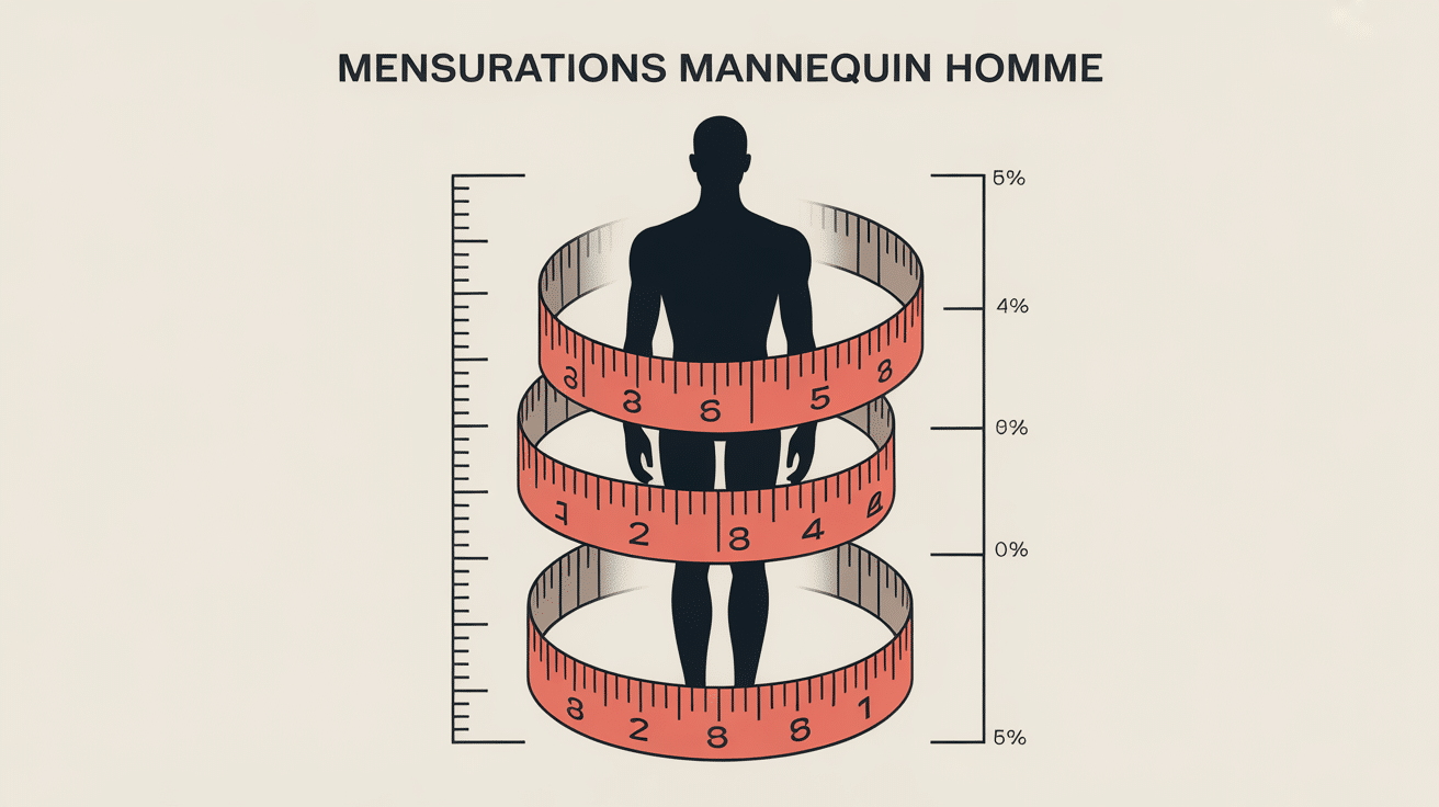 silhouette masculine et rubans mesures mensurations mannequin homme
