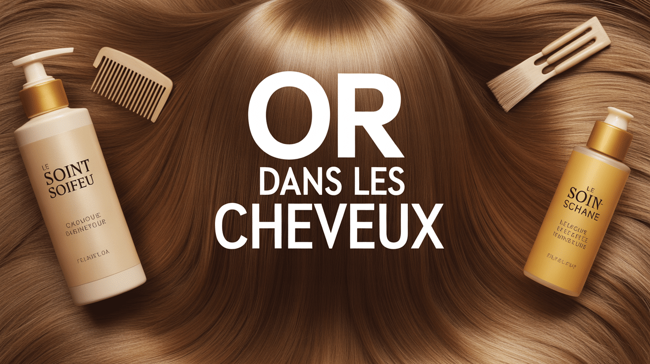 Soin or dans les cheveux illustration luxe