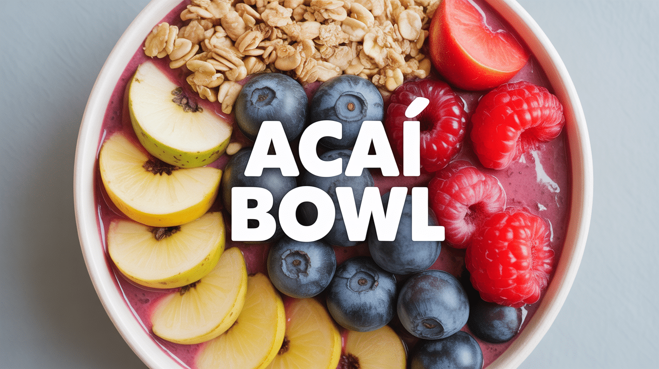 acai bowl maison fruits rouges granola vue du dessus