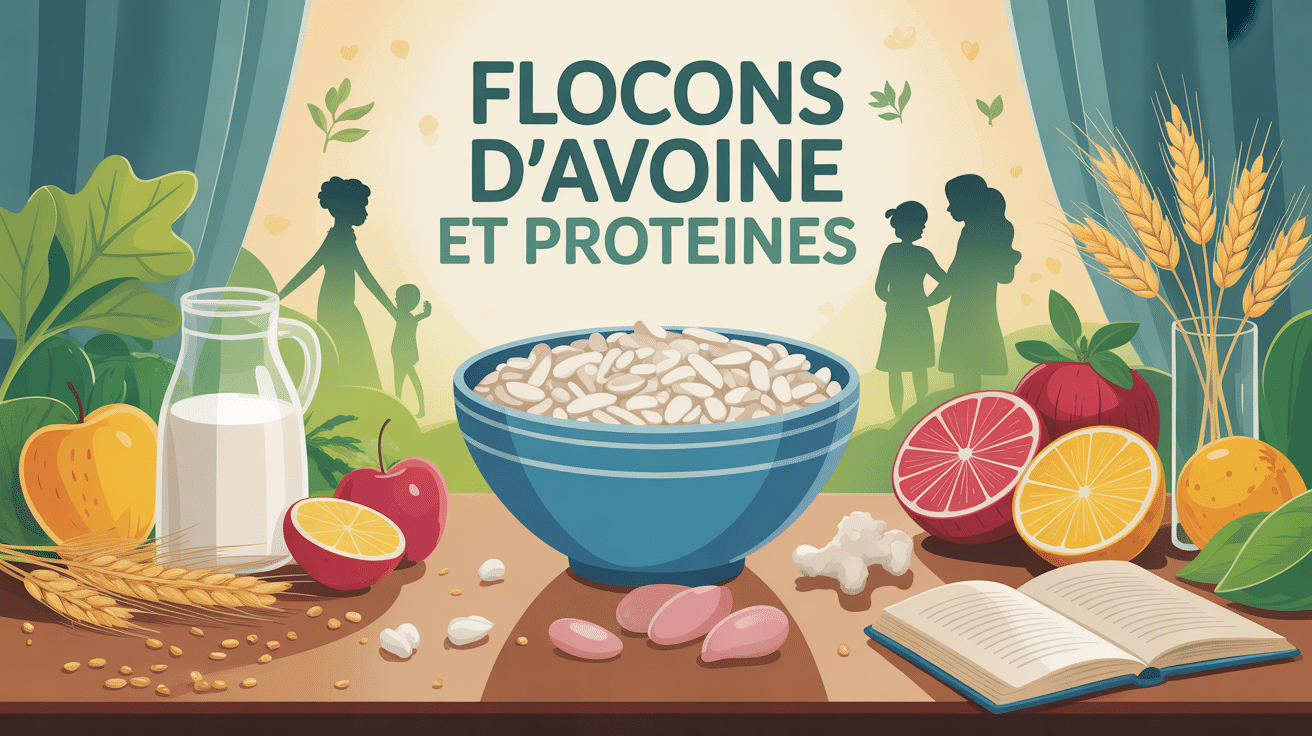 Bol de flocons d avoine avec famille livres et titre proteines