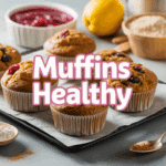 Muffins healthy dorés et moelleux, fruits, chocolat, plan de travail cuisine