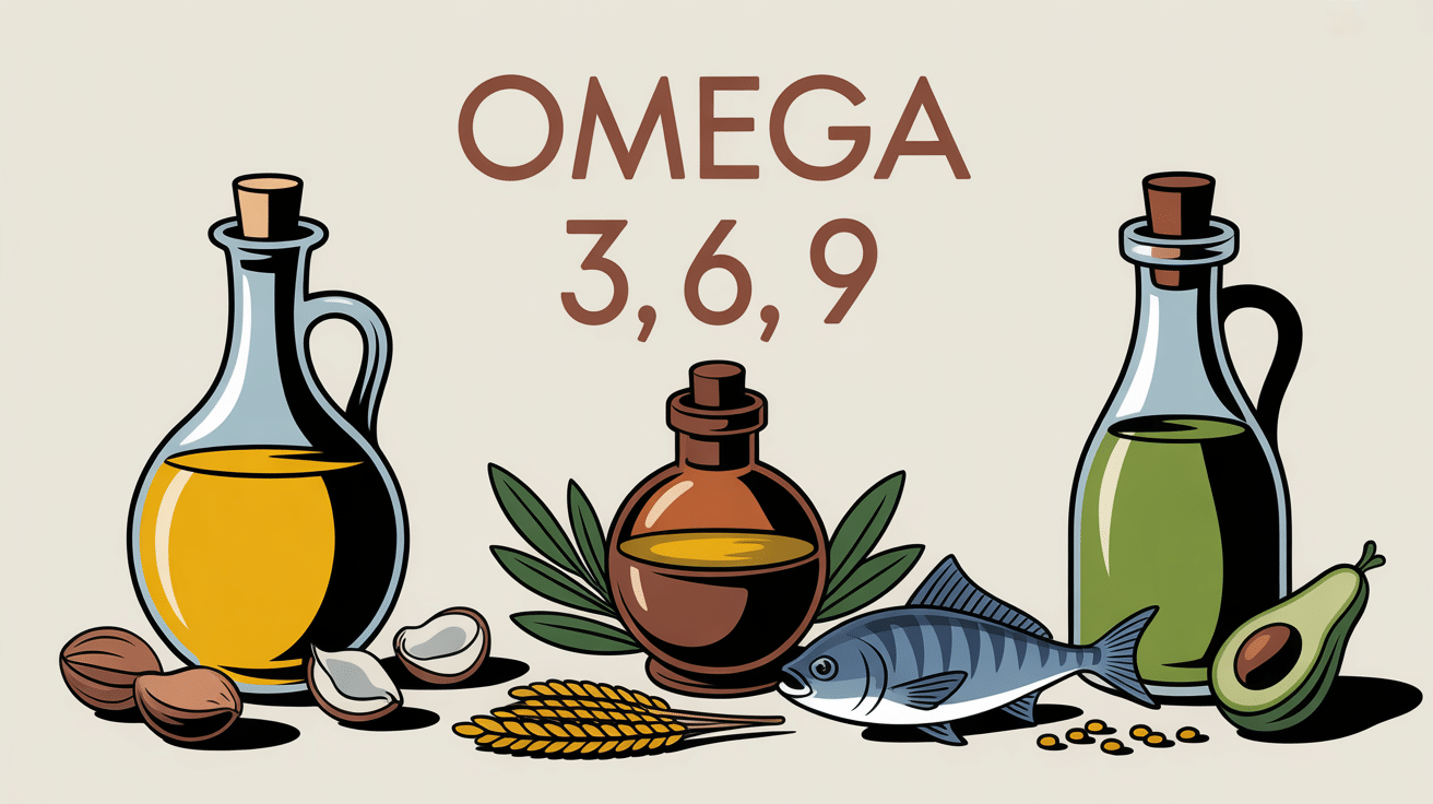 Tableau Omega 3 6 9 huiles noix poissons avocat