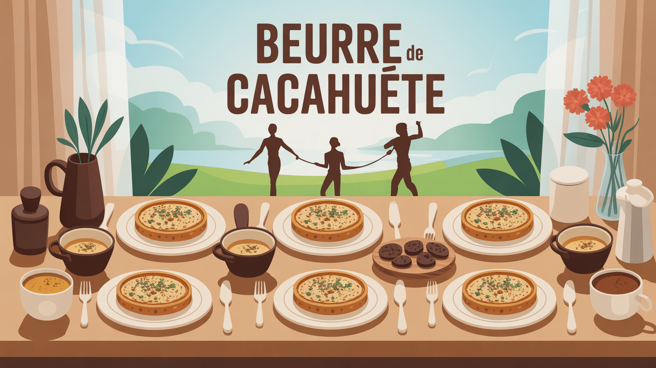 Petit dejeuner familial et sportif avec pots de beurre de cacahuete