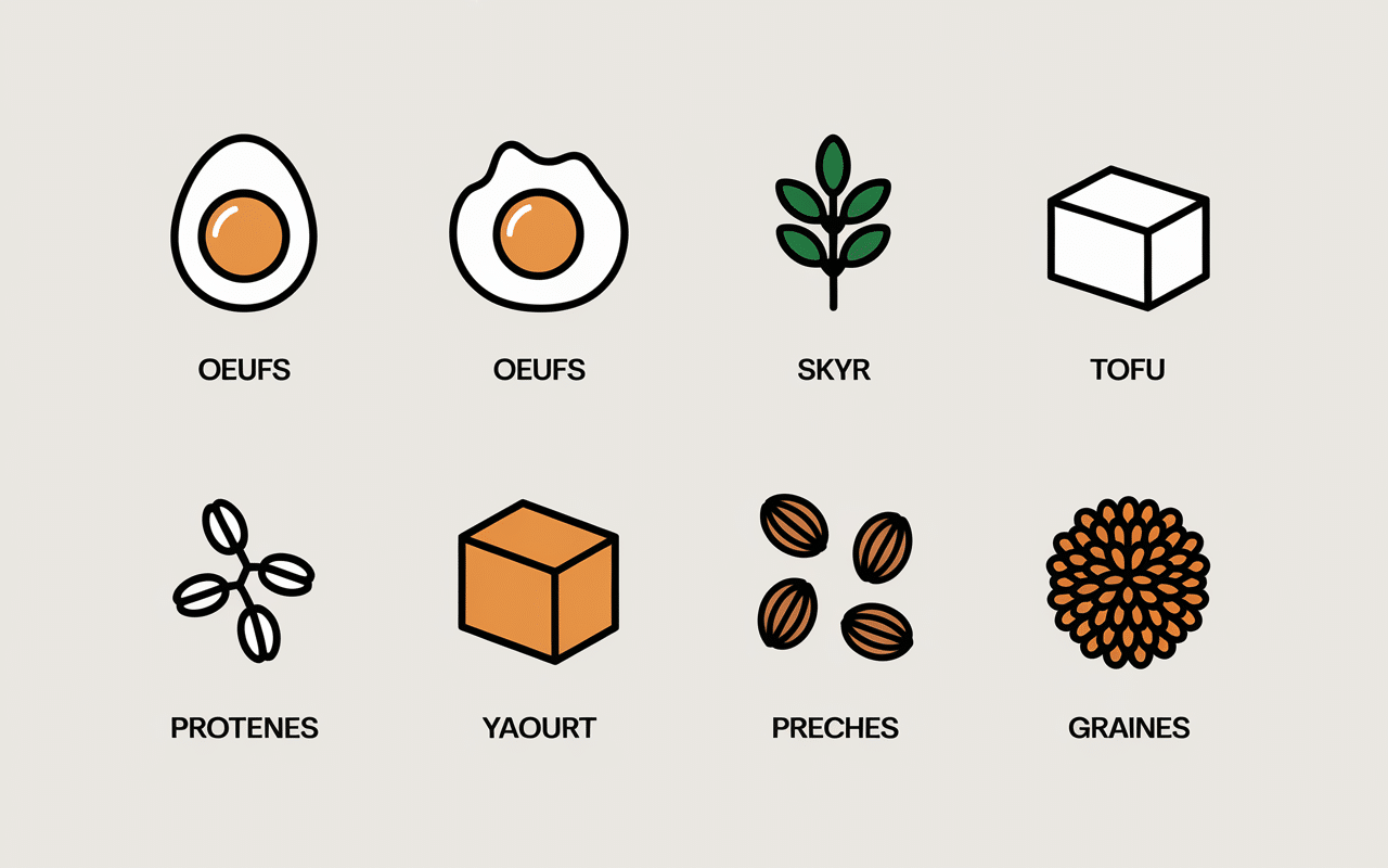 tableau comparatif proteines oeufs tofu skyr graines
