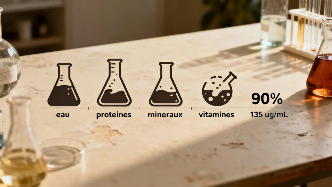 Tableau visuel composition sperme protéines minéraux vitamines