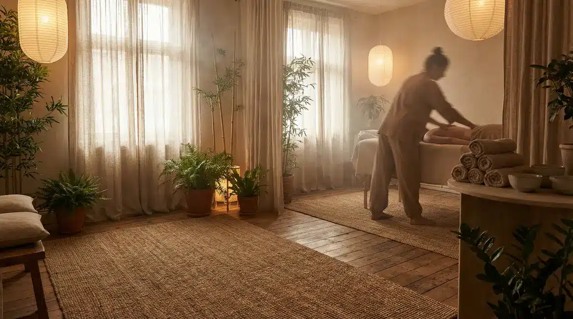 Espace bien-être massage tantra ambiance sereine