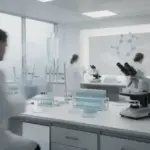 Chercheurs analysant liquide sperme dans laboratoire moderne