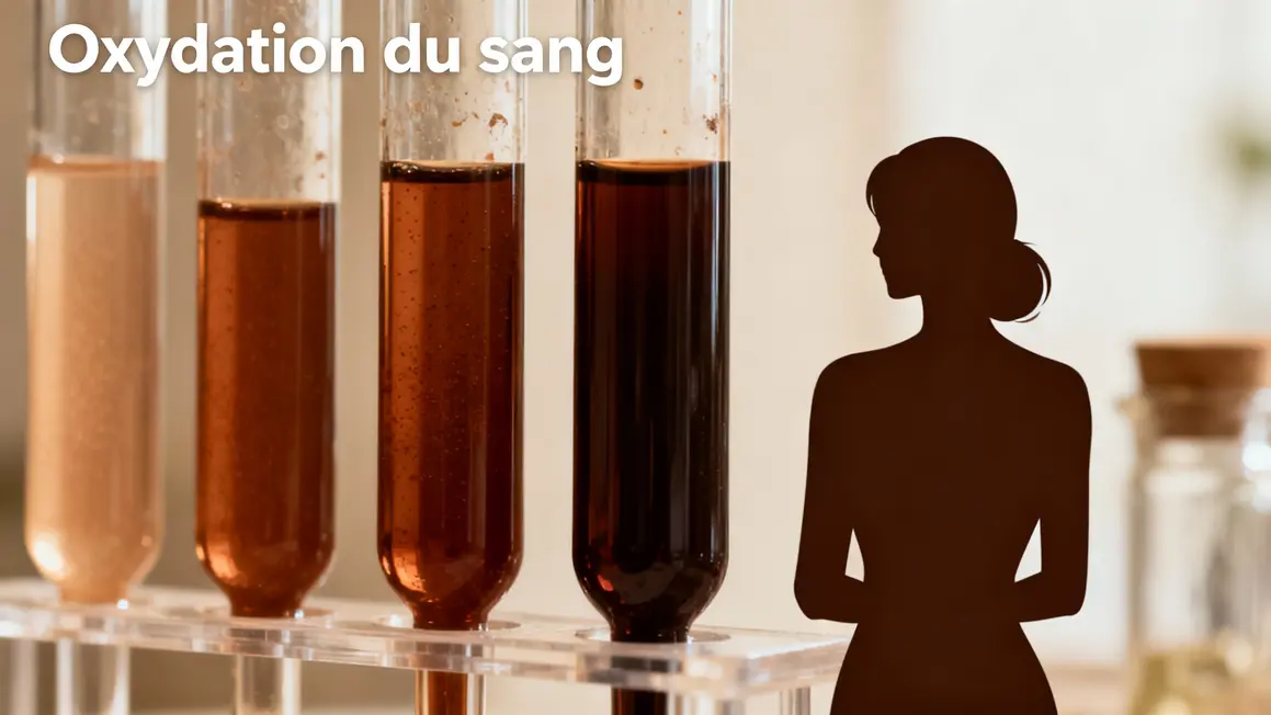 Infographie pertes marron oxydation sang cycle feminin