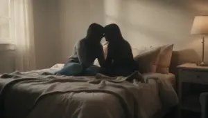 deux silhouettes chambre chaleureuse respect