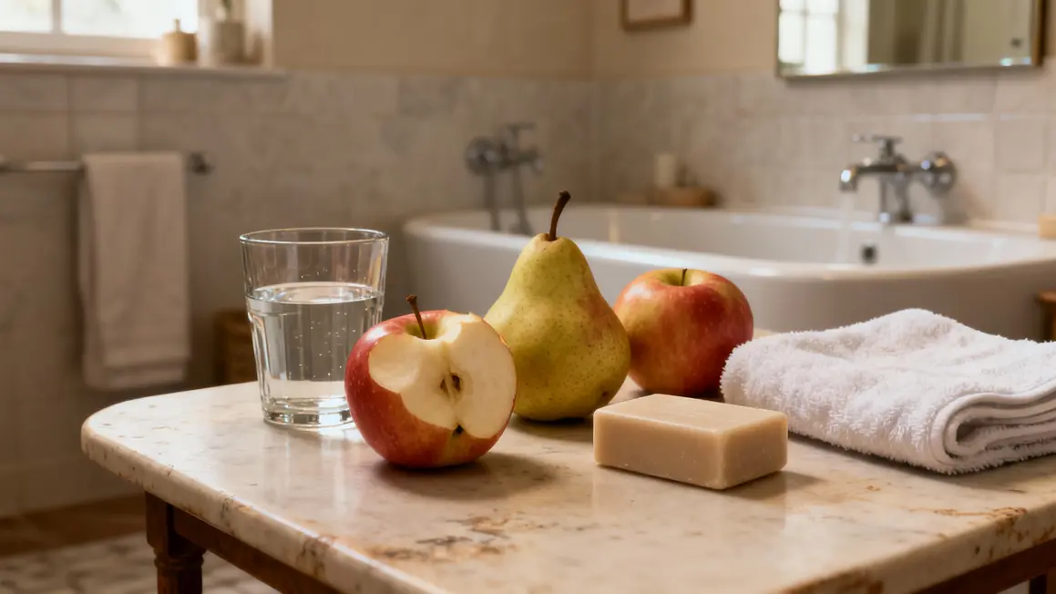 fruits eau savon scene salle de bain