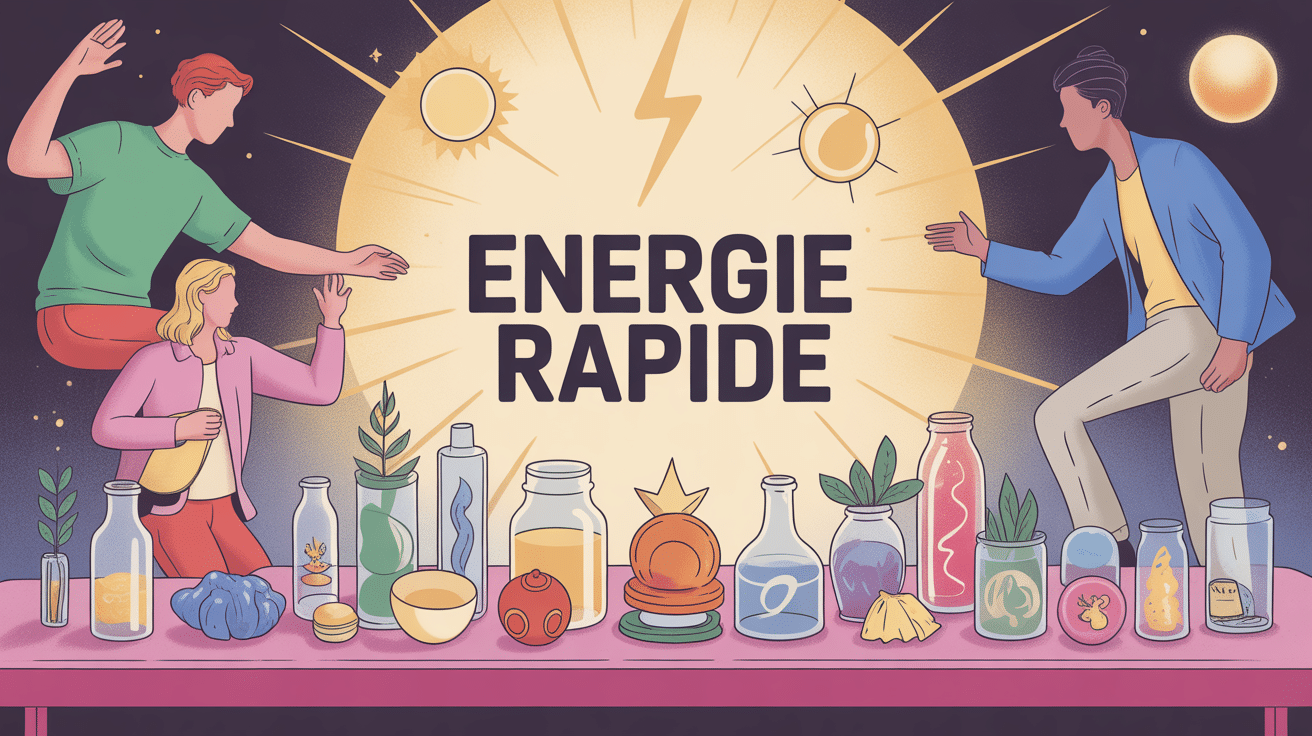 personnages stylises autour table energie rapide
