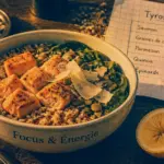Aliments riches en tyrosine : bol énergie avec saumon, quinoa et graines