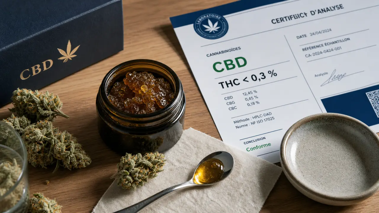 CBD le plus puissant : résine sombre et fleurs 27%